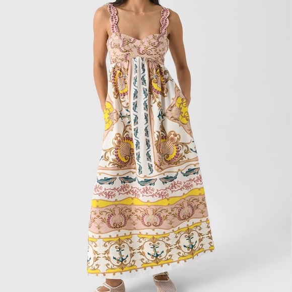 FARM Rio Dresses & Skirts - NWT Farm Rio Maritime Magic Linen Blend Sleeveless Maxi Dress Size S